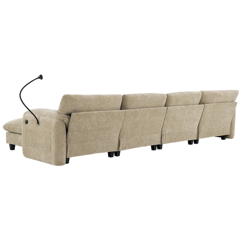 U-förmiges Sektionalsofa Indoor Chaiselongue mit USB- und Typ-C-Ladegerät