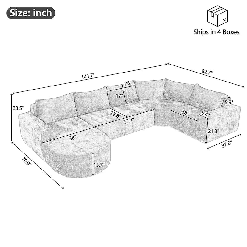 Modulares Sektionssofa Wohnzimmer Bodensofa Récamiere