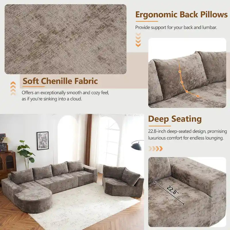 Modulares Sektionssofa Wohnzimmer Bodensofa Récamiere