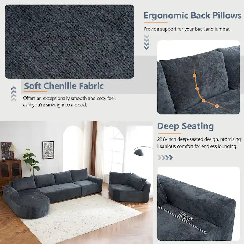 Modulares Sektionssofa Wohnzimmer Bodensofa Récamiere