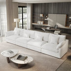 Klassisches, modernes Leinen-Ecksofa, modular, 4-Sitzer, Daunenfüllung, Cloud Couch mit Kissen