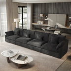 Klassisches, modernes Leinen-Ecksofa, modular, 4-Sitzer, Daunenfüllung, Cloud Couch mit Kissen