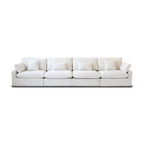 Klassisches, modernes Leinen-Ecksofa, modular, 4-Sitzer, Daunenfüllung, Cloud Couch mit Kissen