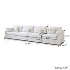 Klassisches, modernes Leinen-Ecksofa, modular, 4-Sitzer, Daunenfüllung, Cloud Couch mit Kissen
