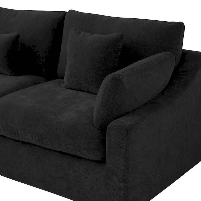 Klassisches, modernes Leinen-Ecksofa, modular, 4-Sitzer, Daunenfüllung, Cloud Couch mit Kissen