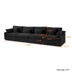 Klassisches, modernes Leinen-Ecksofa, modular, 4-Sitzer, Daunenfüllung, Cloud Couch mit Kissen