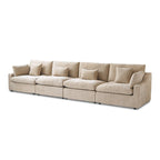 Klassisches, modernes Leinen-Ecksofa, modular, 4-Sitzer, Daunenfüllung, Cloud Couch mit Kissen