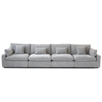 Klassisches, modernes Leinen-Ecksofa, modular, 4-Sitzer, Daunenfüllung, Cloud Couch mit Kissen