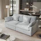 Modernes, bequemes Leinen Ecksofa mit Daunenfüllung, Cloud Couch, Zweisitzer für Apartment