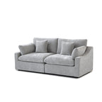 Modernes, bequemes Leinen Ecksofa mit Daunenfüllung, Cloud Couch, Zweisitzer für Apartment