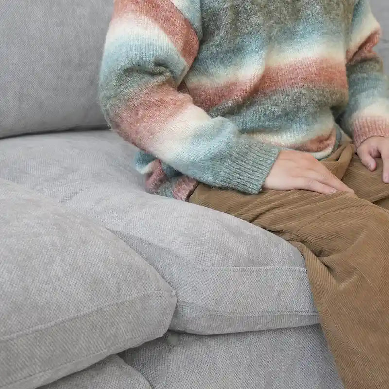 Modernes, bequemes Leinen Ecksofa mit Daunenfüllung, Cloud Couch, Zweisitzer für Apartment