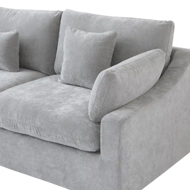 Modernes, bequemes Leinen Ecksofa mit Daunenfüllung, Cloud Couch, Zweisitzer für Apartment