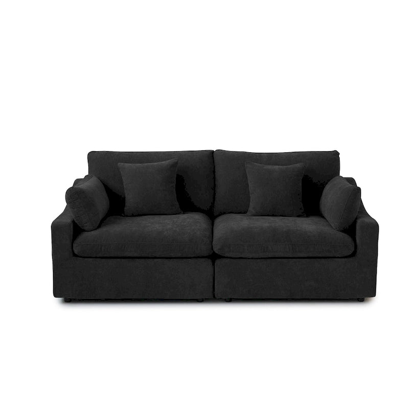 Modernes, bequemes Leinen Ecksofa mit Daunenfüllung, Cloud Couch, Zweisitzer für Apartment