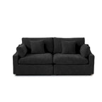 Modernes, bequemes Leinen Ecksofa mit Daunenfüllung, Cloud Couch, Zweisitzer für Apartment
