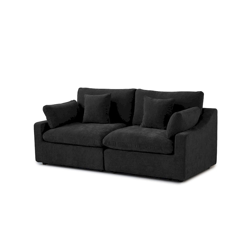 Modernes, bequemes Leinen Ecksofa mit Daunenfüllung, Cloud Couch, Zweisitzer für Apartment