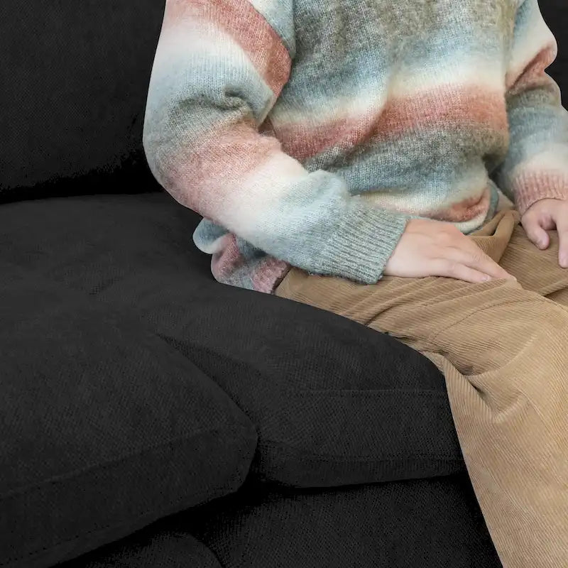 Modernes, bequemes Leinen Ecksofa mit Daunenfüllung, Cloud Couch, Zweisitzer für Apartment