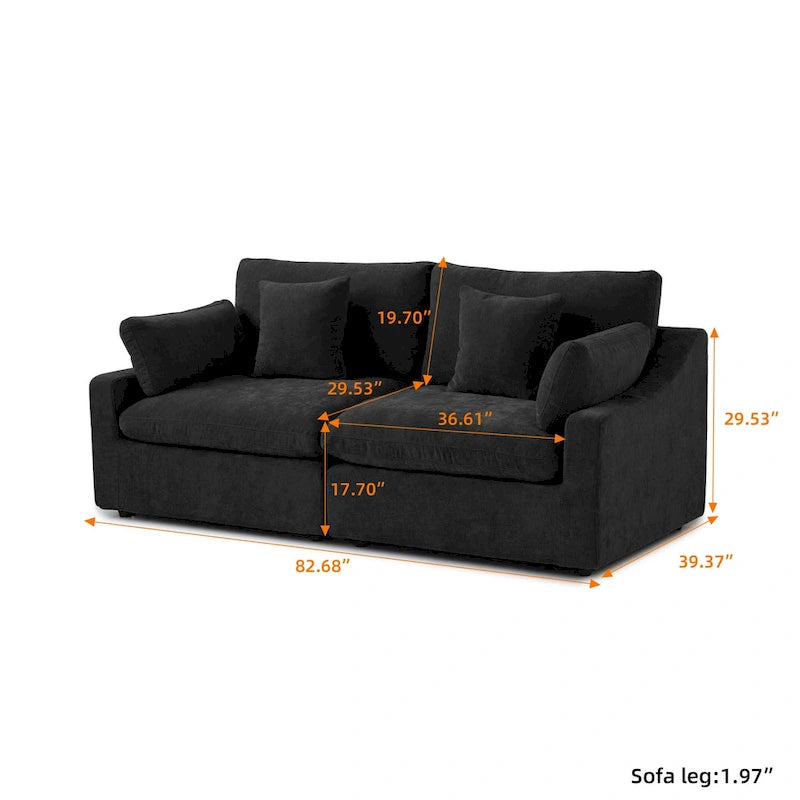 Modernes, bequemes Leinen Ecksofa mit Daunenfüllung, Cloud Couch, Zweisitzer für Apartment