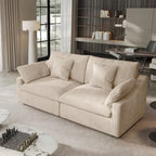 Modernes, bequemes Leinen Ecksofa mit Daunenfüllung, Cloud Couch, Zweisitzer für Apartment