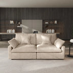 Modernes, bequemes Leinen Ecksofa mit Daunenfüllung, Cloud Couch, Zweisitzer für Apartment