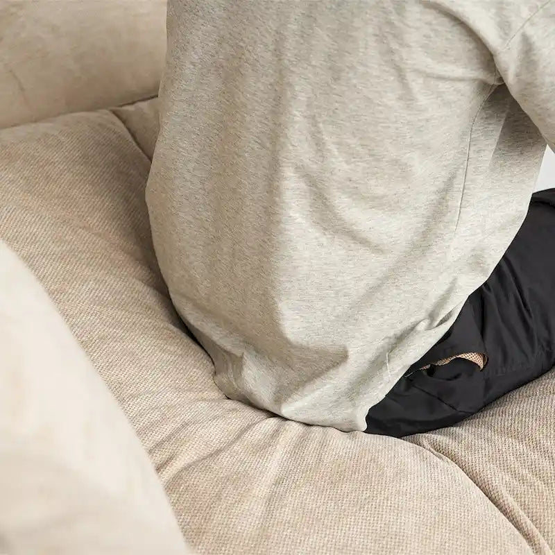 Modernes, bequemes Leinen Ecksofa mit Daunenfüllung, Cloud Couch, Zweisitzer für Apartment