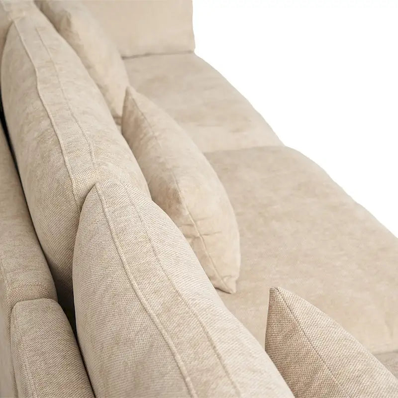 Modernes, bequemes Leinen Ecksofa mit Daunenfüllung, Cloud Couch, Zweisitzer für Apartment