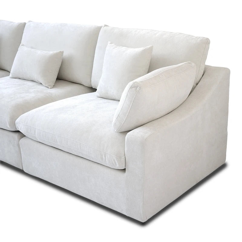 Modernes, bequemes Leinen Ecksofa mit Daunenfüllung, Cloud Couch, Zweisitzer für Apartment