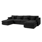 Minimalistisches Leinen-Ecksofa mit Daunenfüllung, Cloud Couch, U-förmiges Tiefsitzsofa mit Kissen