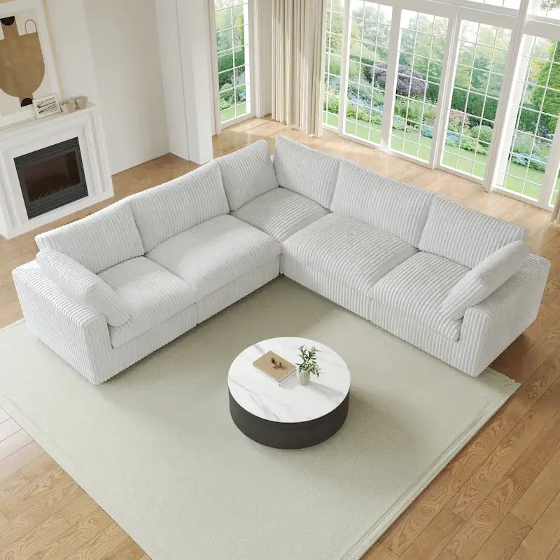 Cloud Ecksofa, weich gepolstertes modulares Sektionssofa mit Daunenfüllung für das Wohnzimmer