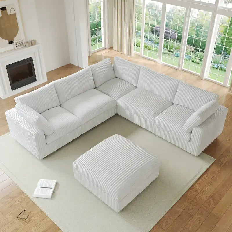Cloud Ecksofa, weich gepolstertes modulares Sektionssofa mit Daunenfüllung für das Wohnzimmer