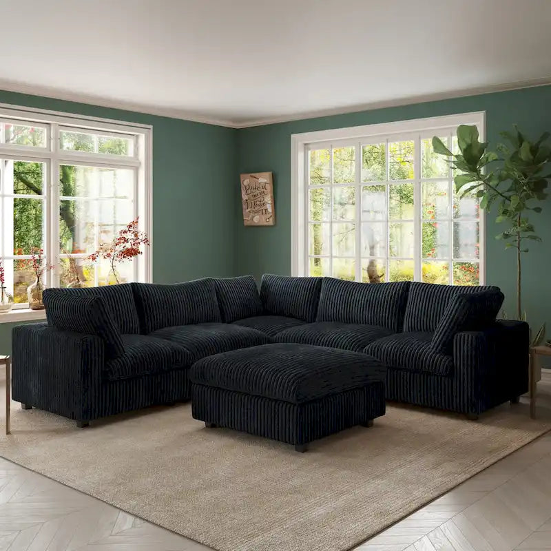 Cloud Ecksofa, weich gepolstertes modulares Sektionssofa mit Daunenfüllung für das Wohnzimmer