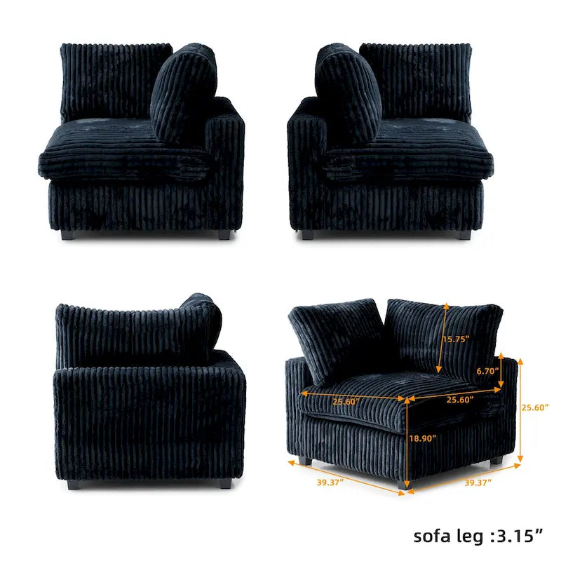 Cloud Ecksofa, weich gepolstertes modulares Sektionssofa mit Daunenfüllung für das Wohnzimmer