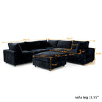 Cloud Ecksofa, weich gepolstertes modulares Sektionssofa mit Daunenfüllung für das Wohnzimmer