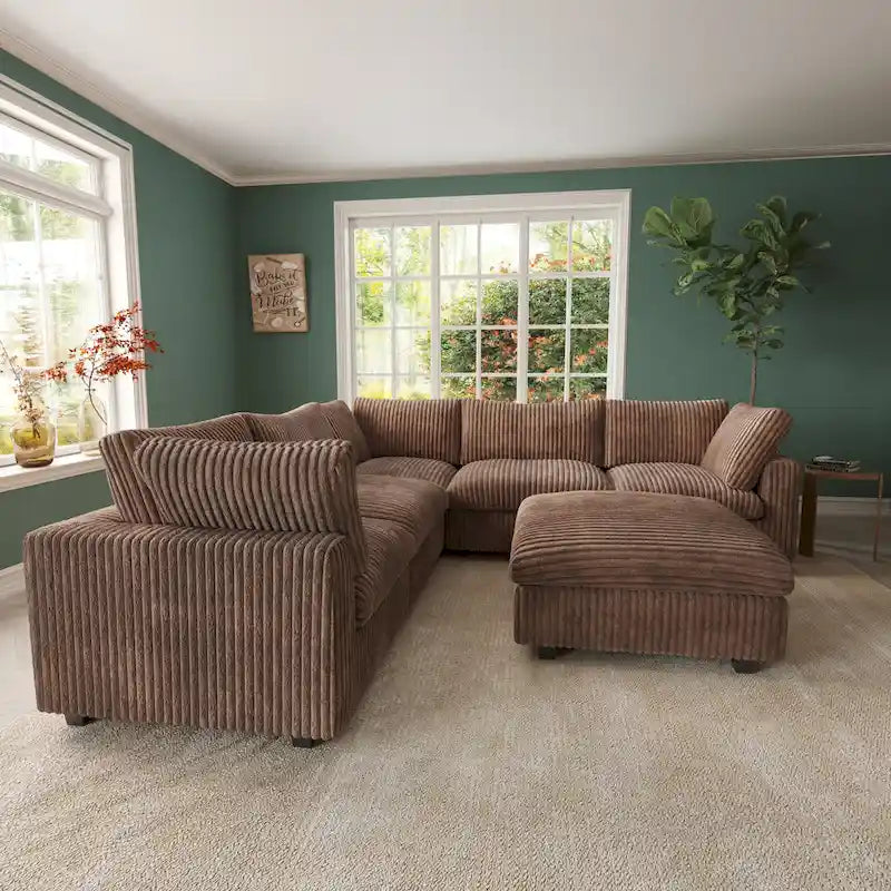 Cloud Ecksofa, weich gepolstertes modulares Sektionssofa mit Daunenfüllung für das Wohnzimmer
