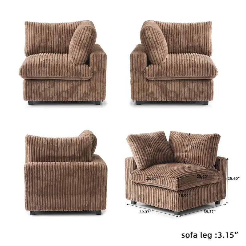 Cloud Ecksofa, weich gepolstertes modulares Sektionssofa mit Daunenfüllung für das Wohnzimmer