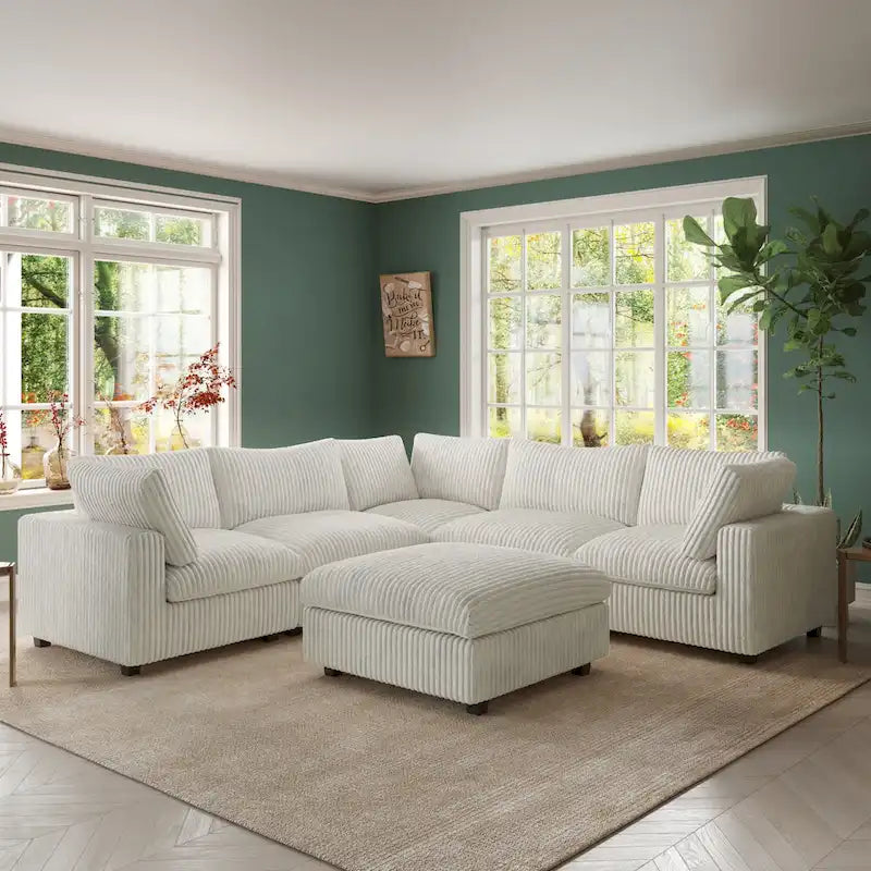 Cloud Ecksofa, weich gepolstertes modulares Sektionssofa mit Daunenfüllung für das Wohnzimmer