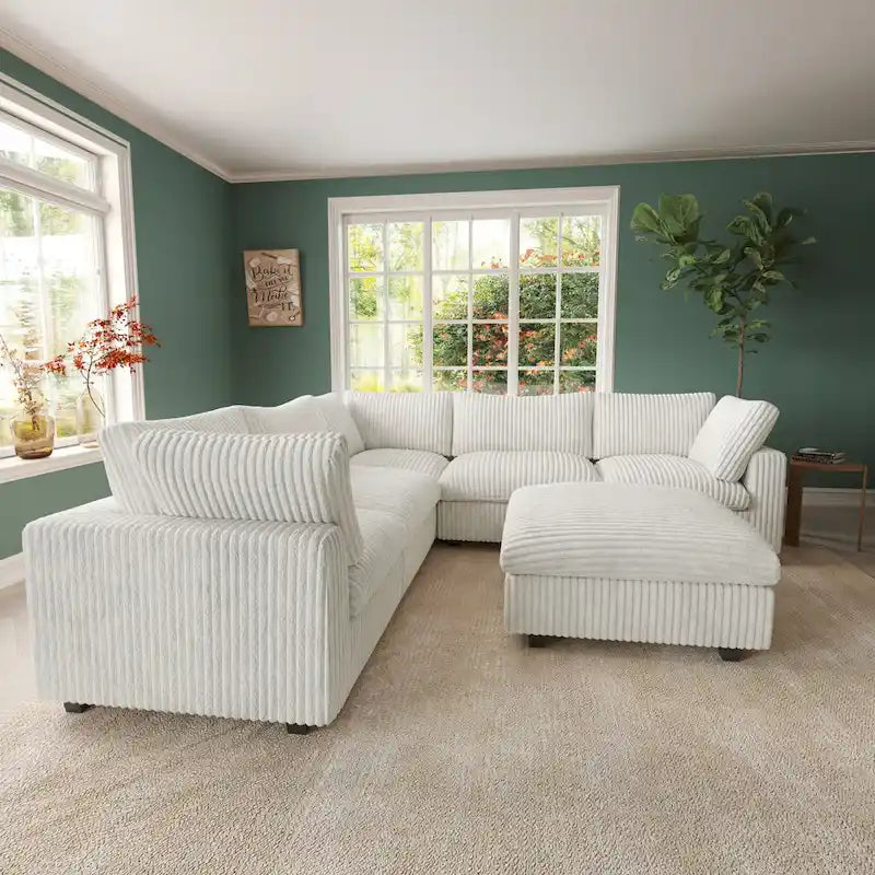 Cloud Ecksofa, weich gepolstertes modulares Sektionssofa mit Daunenfüllung für das Wohnzimmer