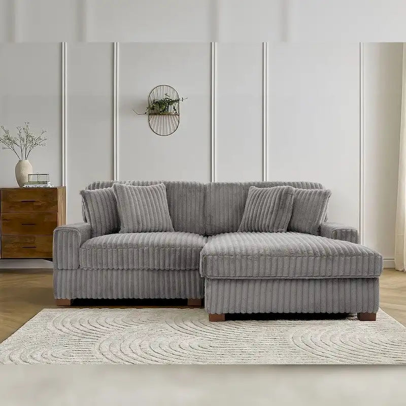 Polster-Chenille-Samt-Ecksofa, modulares Sofa mit Récamiere