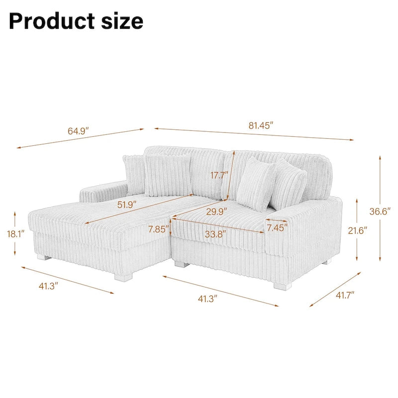 Polster-Chenille-Samt-Ecksofa, modulares Sofa mit Récamiere