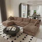 Modulares 6-Sitzer U-Sofa, Übergroßes, Plüschiges und Gemütliches Sofa mit Mehreren Kissen