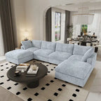 Modulares 6-Sitzer U-Sofa, Übergroßes, Plüschiges und Gemütliches Sofa mit Mehreren Kissen