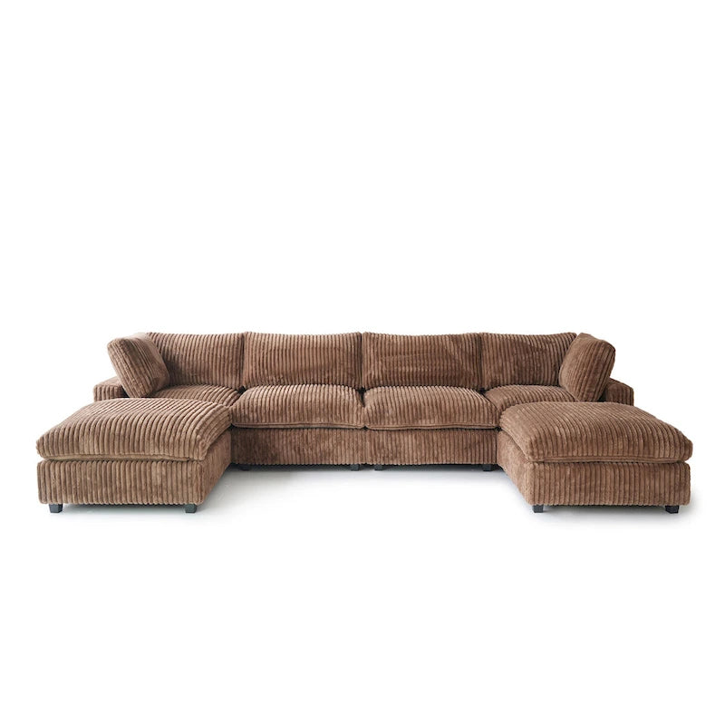 Modulares 6-Sitzer U-Sofa, Übergroßes, Plüschiges und Gemütliches Sofa mit Mehreren Kissen