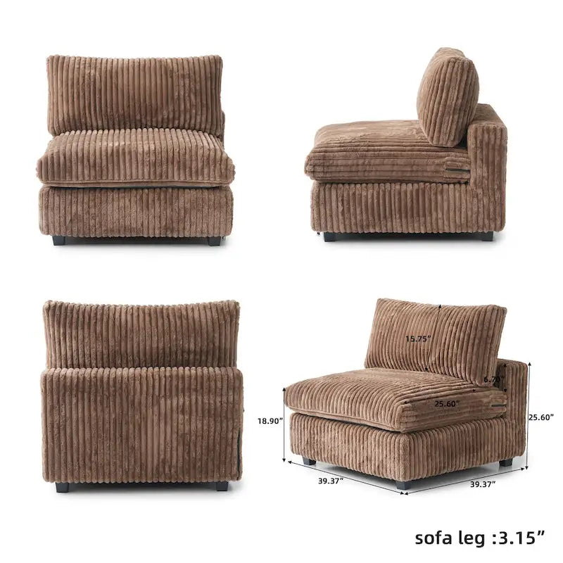 Modulares 6-Sitzer U-Sofa, Übergroßes, Plüschiges und Gemütliches Sofa mit Mehreren Kissen