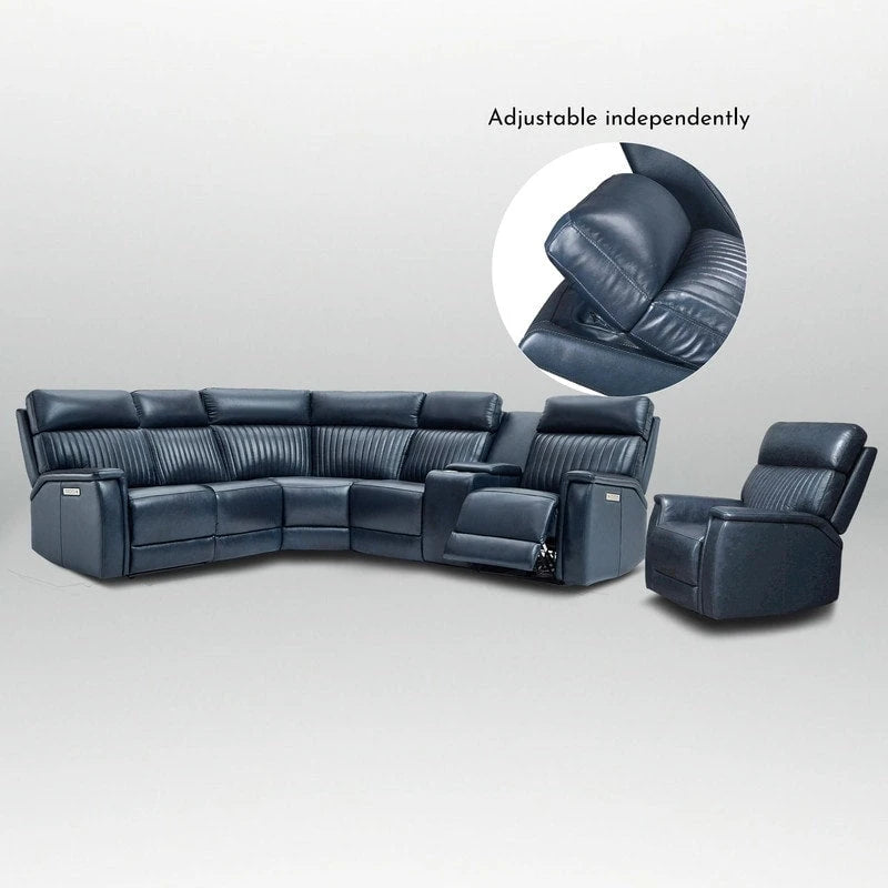 105 W Funktionssofa-Set aus echtem Leder mit dreifacher Power-Funktion, einer Konsole, USB- und USB-C-Anschlüssen