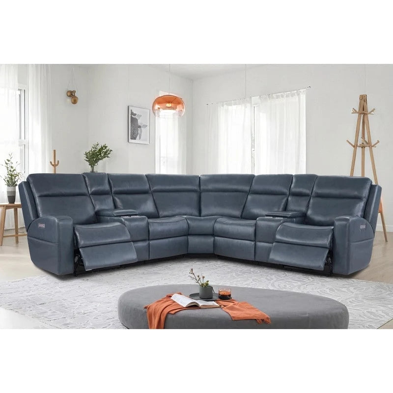 110 W Breite Echtleder Power-Sofa mit Stauraum, USB- und USB-C-Anschluss für Wohnzimmer