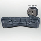110 W Breite Echtleder Power-Sofa mit Stauraum, USB- und USB-C-Anschluss für Wohnzimmer
