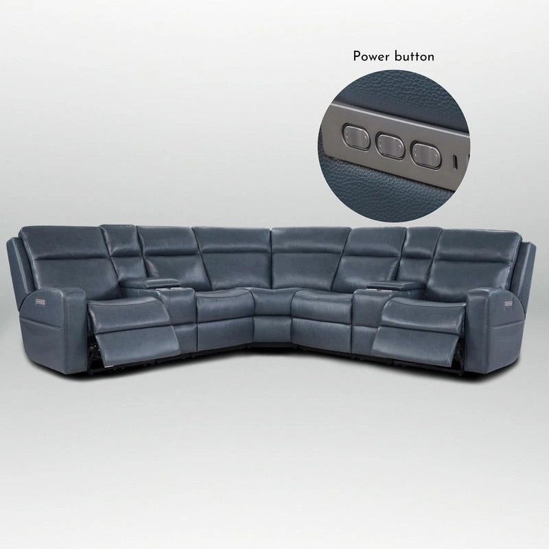 110 W Breite Echtleder Power-Sofa mit Stauraum, USB- und USB-C-Anschluss für Wohnzimmer