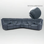 110 W Breite Echtleder Power-Sofa mit Stauraum, USB- und USB-C-Anschluss für Wohnzimmer