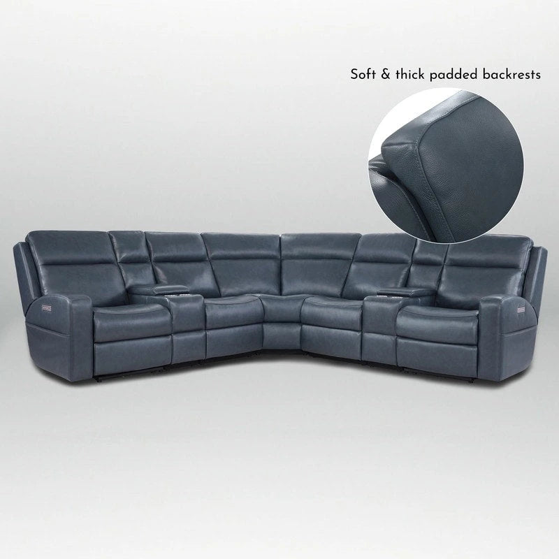 110 W Breite Echtleder Power-Sofa mit Stauraum, USB- und USB-C-Anschluss für Wohnzimmer
