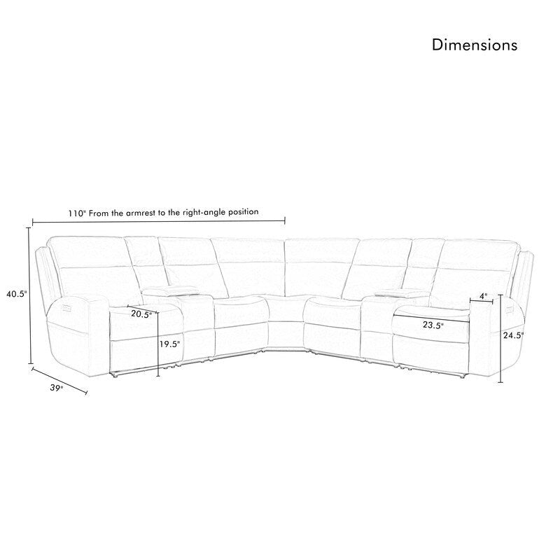 110 W Breite Echtleder Power-Sofa mit Stauraum, USB- und USB-C-Anschluss für Wohnzimmer