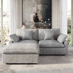 Modulares Ecksofa "Cloud Couch" mit Ottoman, 119" L-förmiges minimalistisches Ecksofa aus Leinen-Mischgewebe für das Wohnzimmer